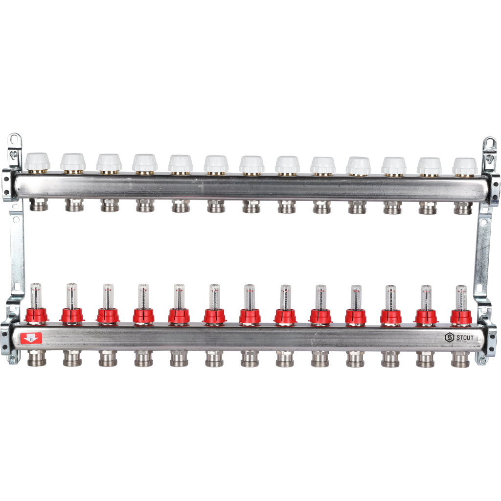 Коллектор из нержавеющей стали с расходомерами STOUT 13 выходов, SMS 0917 000013