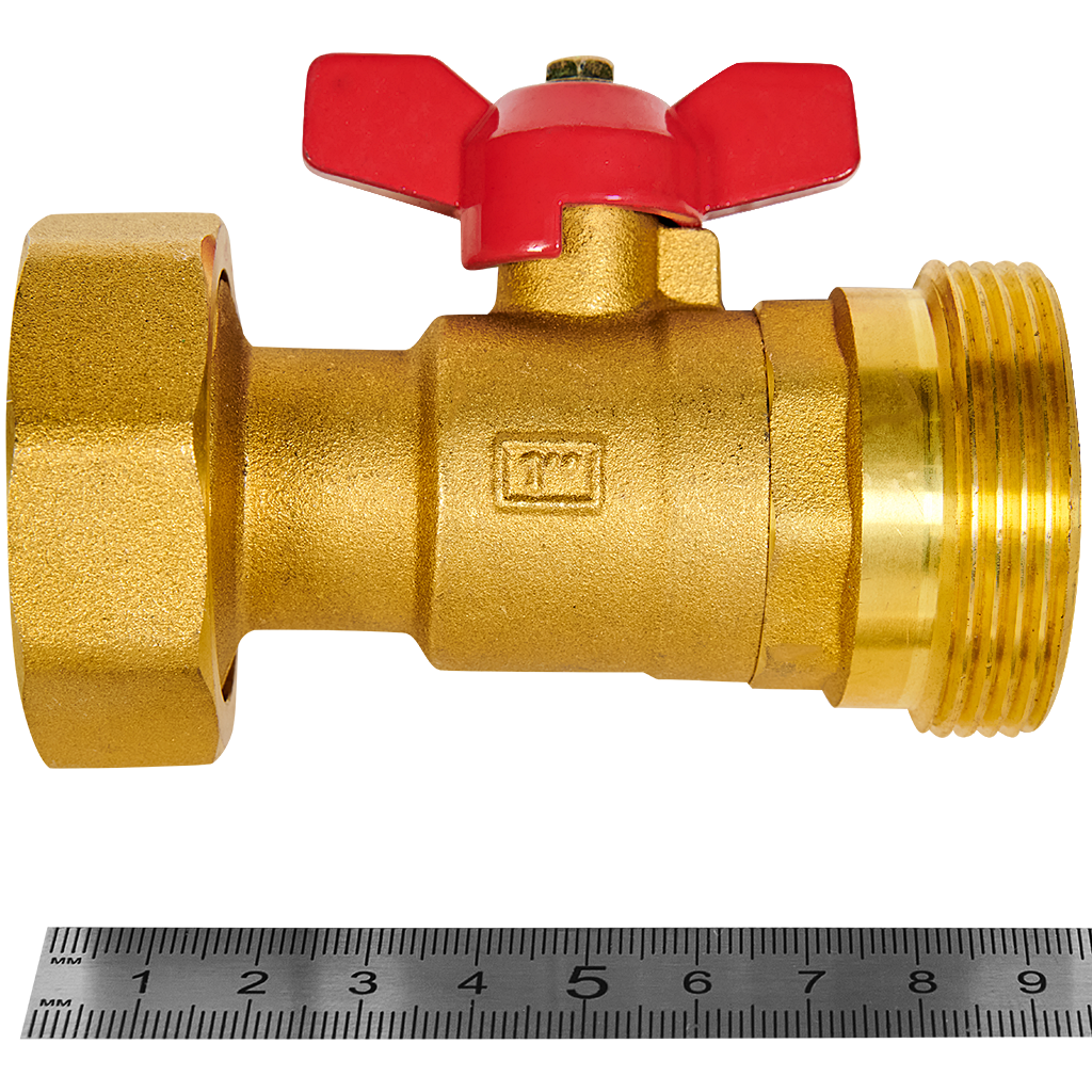 Клапан запорный латунный ROMMER НР 1 1/2 с накидной гайкой для подключения насоса ВР 1 1/2 RBV-0020-03112112
