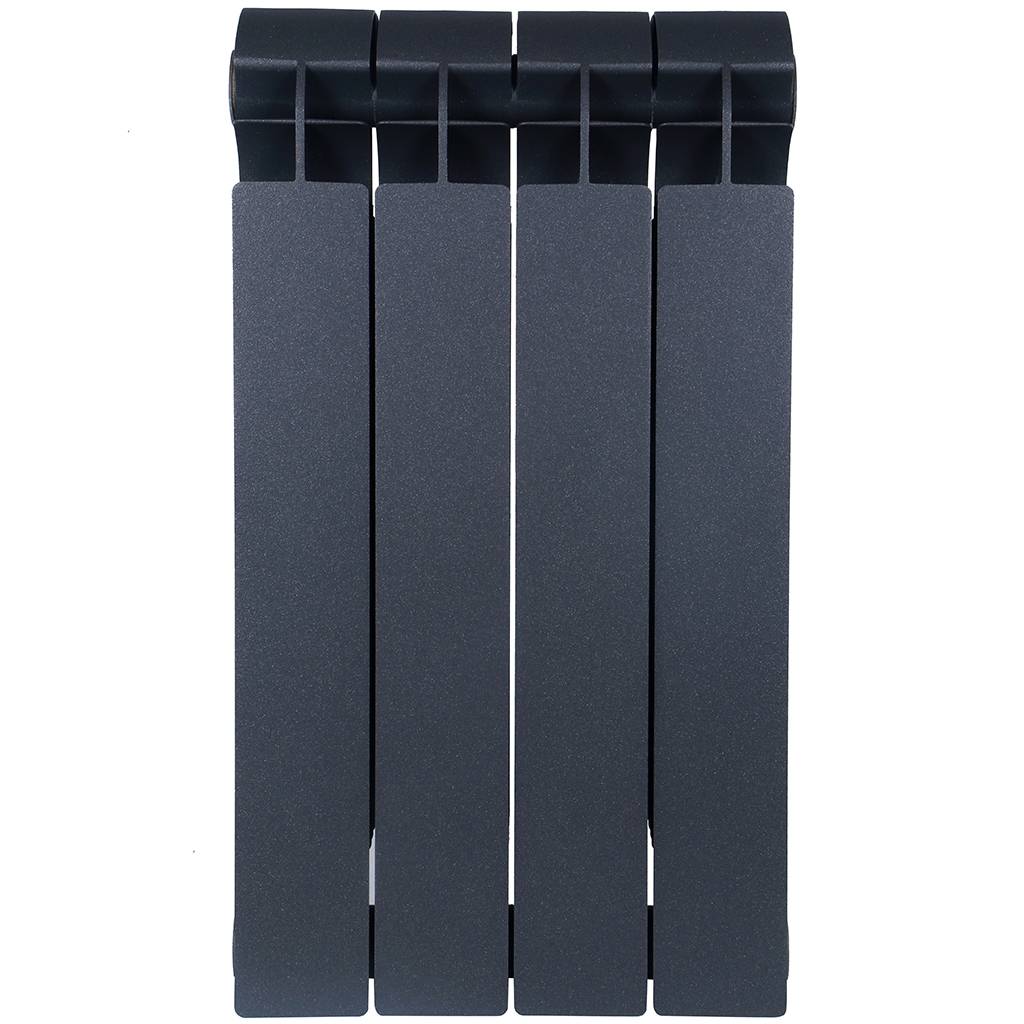 Радиатор биметаллический Global STYLE PLUS 500 4 секции боковое подключение (цвет cod.07 grigio scuro opaco mettalizzato 2748 (черный)), 155264
