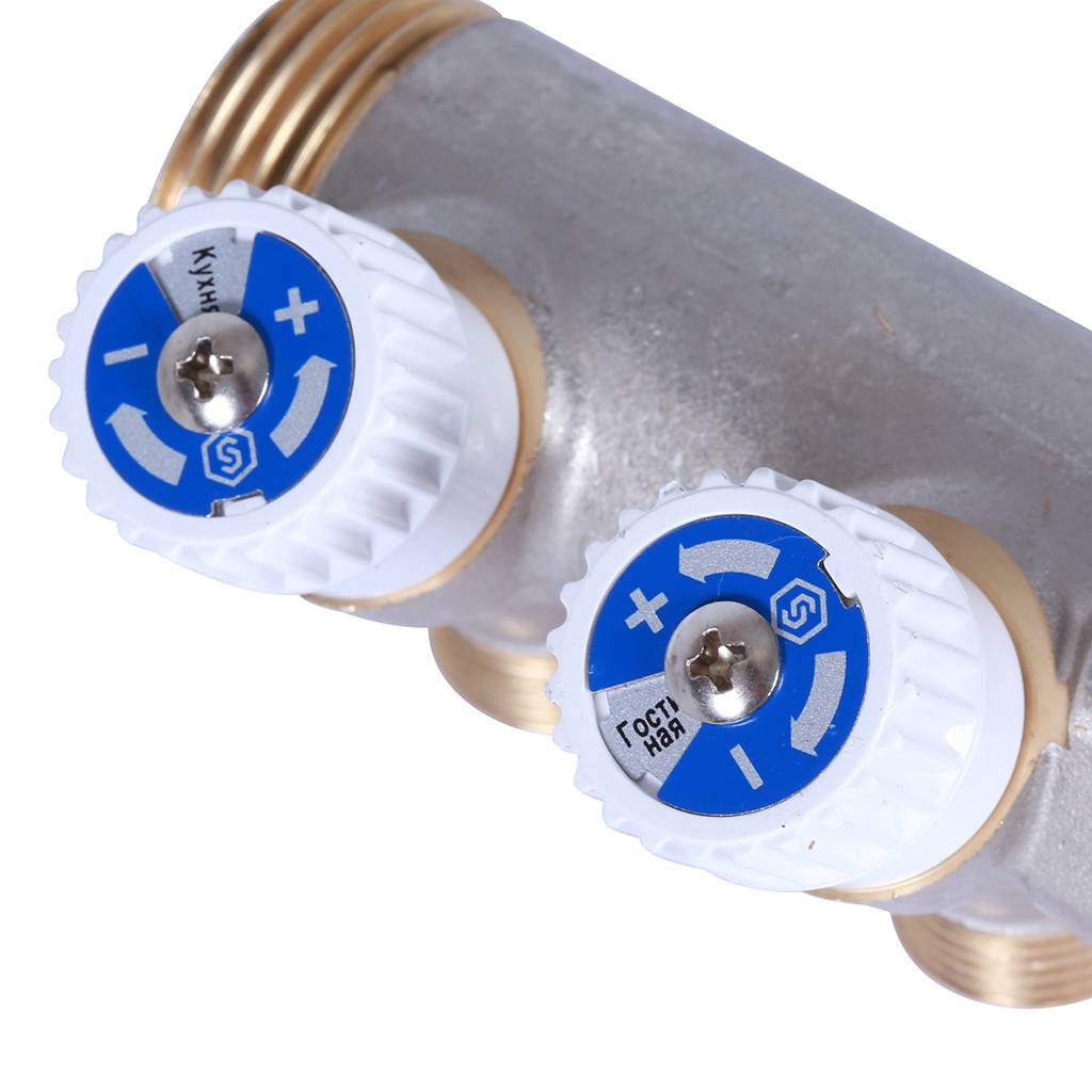 Коллектор распределительный STOUT 1, 2 отвода 1/2 плоское уплотнение