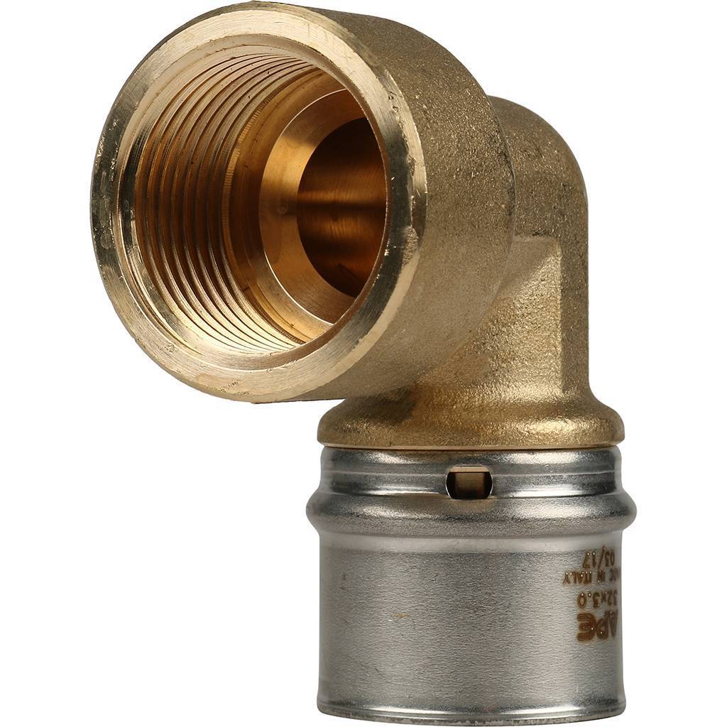 Угольник-переходник STOUT с внутренней резьбой 1 х32 для металлопластиковых труб прессовой, SFP-0010-000132