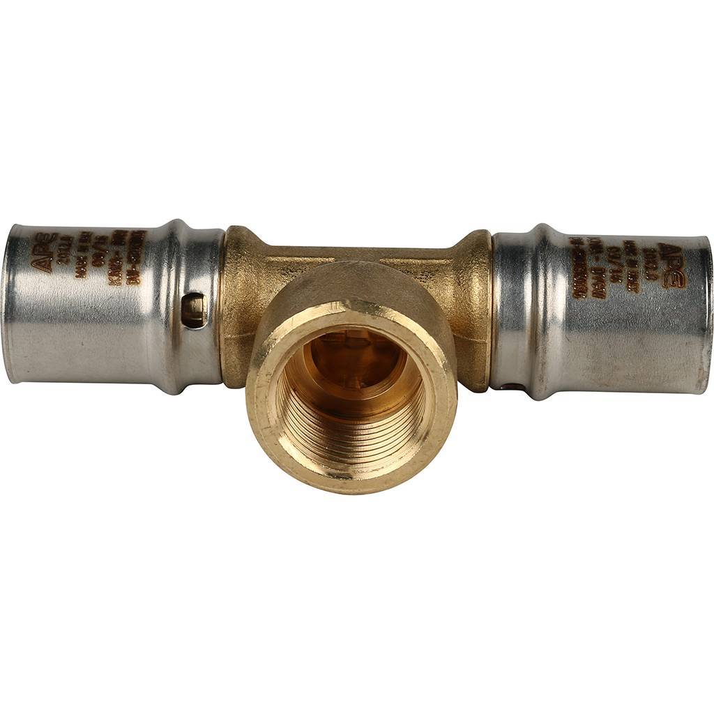 Тройник-переходник STOUT с внутренней резьбой 20х1/2 х20 для металлопластиковых труб прессовой, SFP-0007-001220