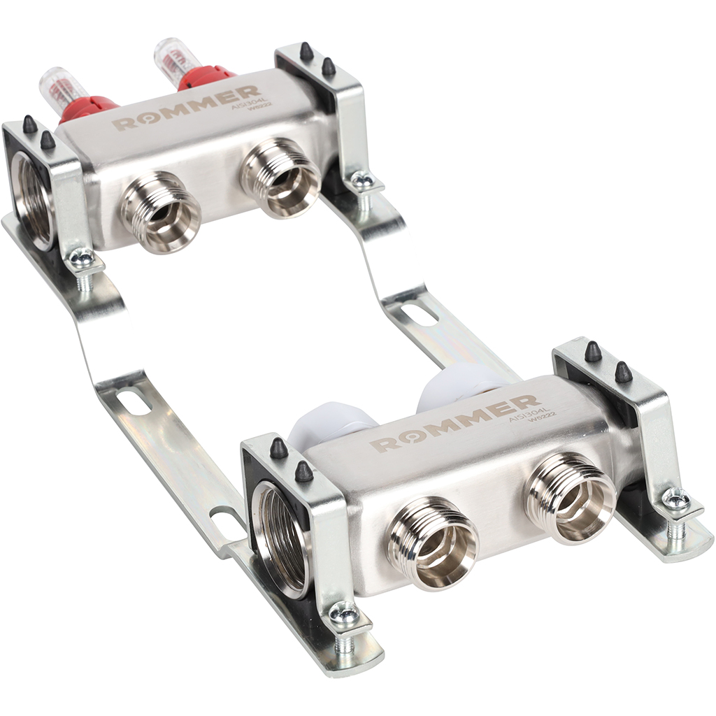 Коллектор из нержавеющей стали с расходомерами ROMMER 2 выхода