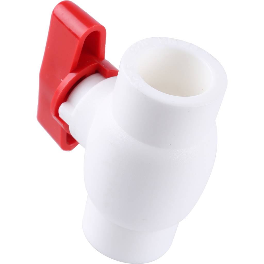 Мини-кран шаровой Kalde с красной ручкой для полипропиленовых труб d=20 для полипропиленовых труб под сварку (цвет белый), 3242-vlm-200002