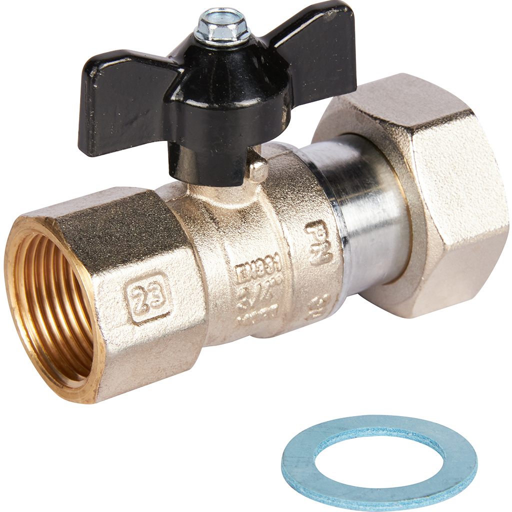 Кран шаровой STOUT 3/4x1 с накидной гайкой, ВР/накидная гайка, ручка бабочка, SVB-0009-002025