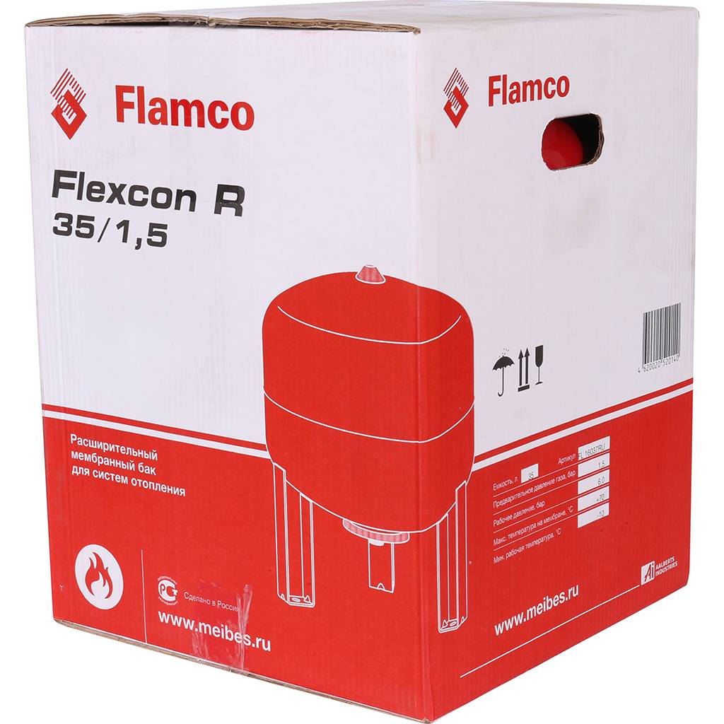 Расширительный бак Flamco Flexcon R (теплоснабжение/холодоснабжение) Flexcon R 35л/1,5 - 6bar, 16037RU