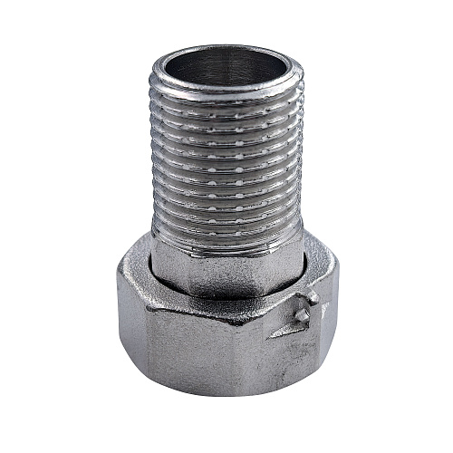 Штуцер для присоединения счетчика воды, латунь, наружная резьба 1/2 L 40, еврослот, никель, RTP