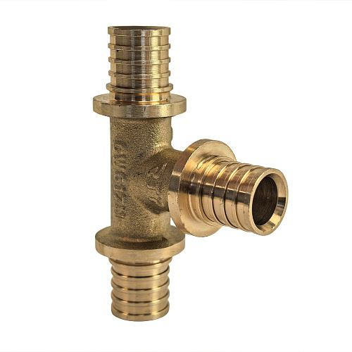 Тройник аксиальный, латунь,32, желтый, RTP