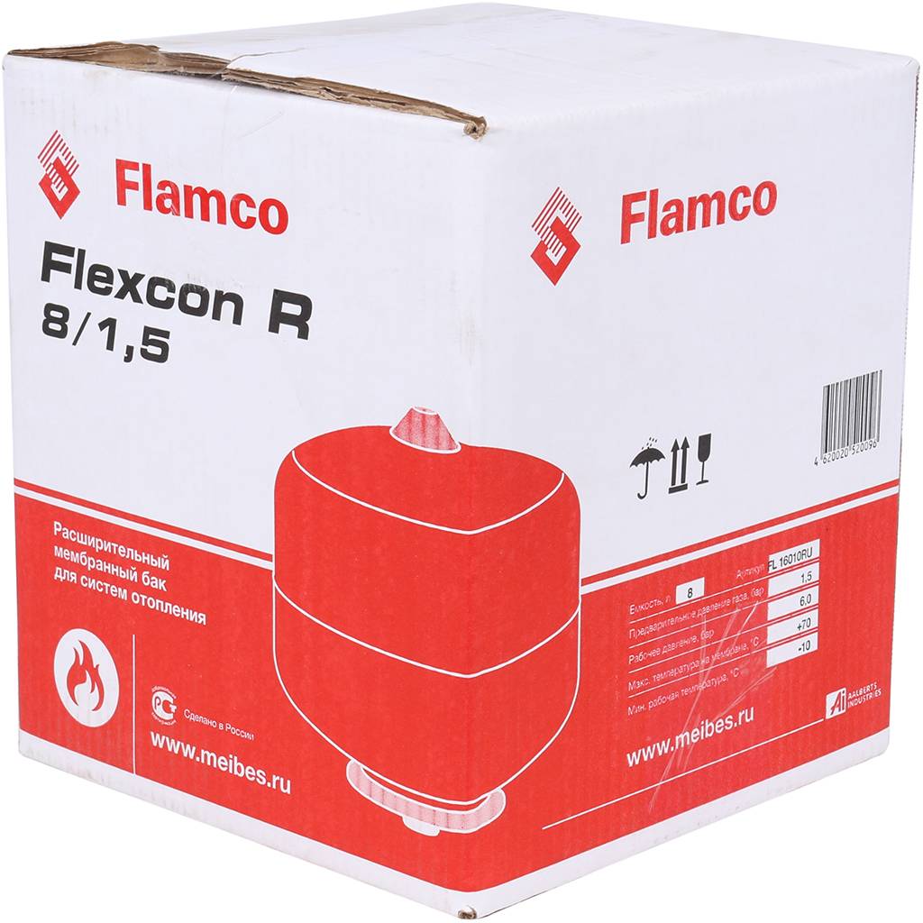 Расширительный бак Flamco Flexcon R (теплоснабжение/холодоснабжение) Flexcon R 8л/1,5 - 6bar, 16010RU
