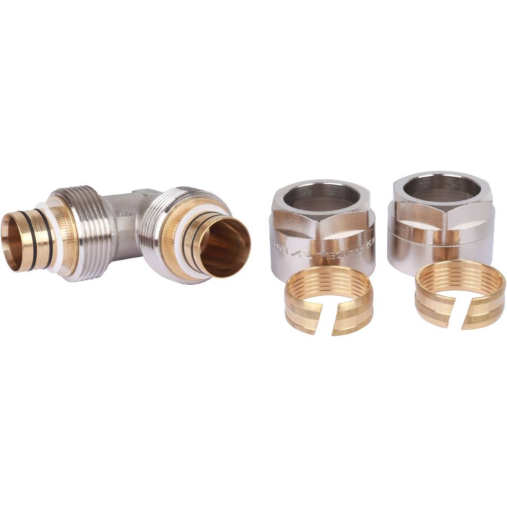 Угольник 90 Prandelli Multyrama (32х3,0) для металлопластиковых труб винтовой, 103.06.03.2