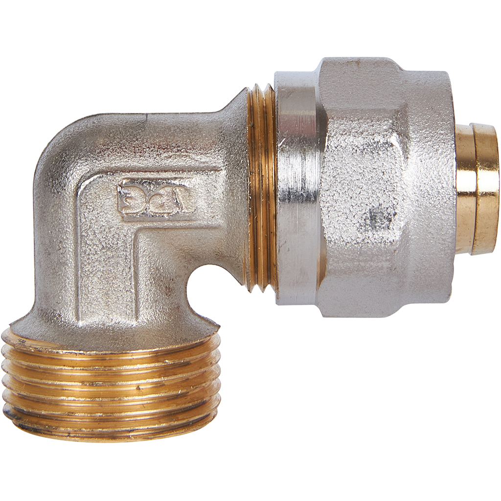 Угольник-переходник STOUT с наружной резьбой 3/4 х20 для металлопластиковых труб винтовой, SFS-0006-003420