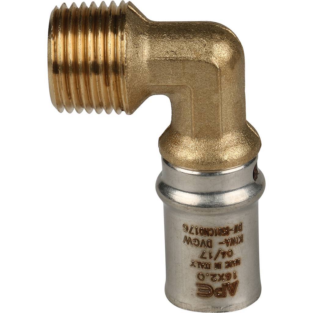 Угольник-переходник STOUT с наружной резьбой 1/2 х16 для металлопластиковых труб прессовой, SFP-0011-001216