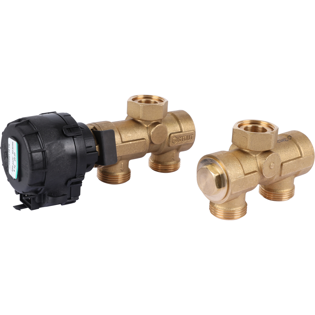 Комплект трехходового клапана STOUT для котла + бойлера 3/4 Kvs 4,4 м3/ч SFB-0001-000001