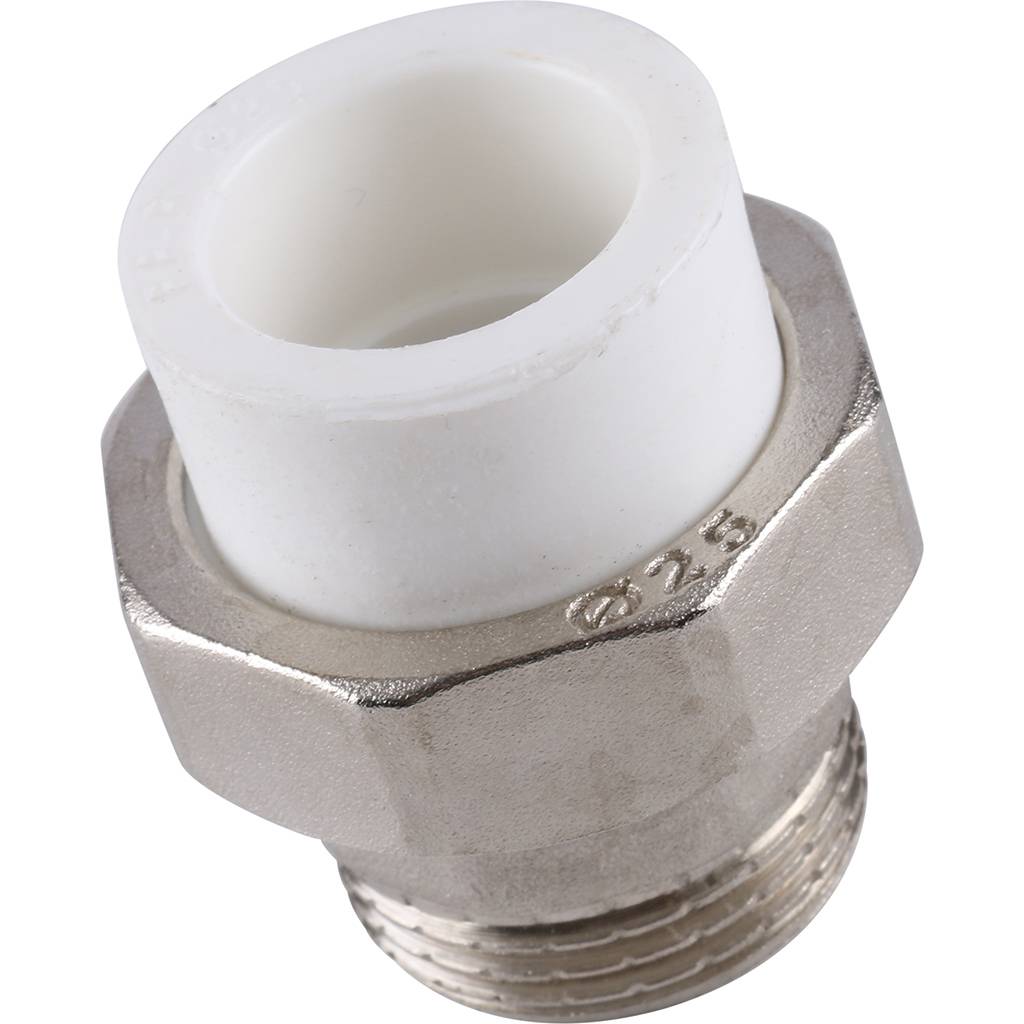 Муфта разъемная Kalde с наружной резьбой 25x1 для полипропиленовых труб под сварку (цвет белый), 3252-tum-251000