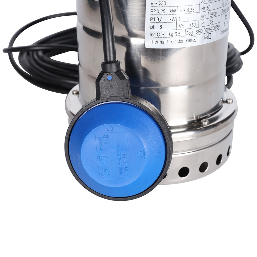 Насос дренажный STOUT с поплавком, кабель 10 м, 230V, Q=150 л/мин, H=8 м, SPD-0001-200250