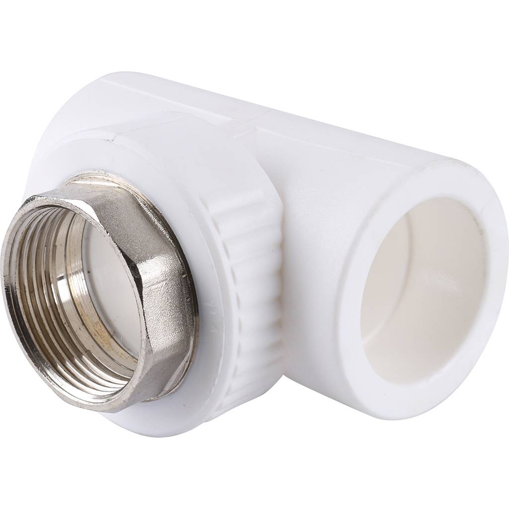 Тройник Kalde с внутренней резьбой 40x1 1/4 для полипропиленовых труб под сварку (цвет белый), 3222-tfo-401a40