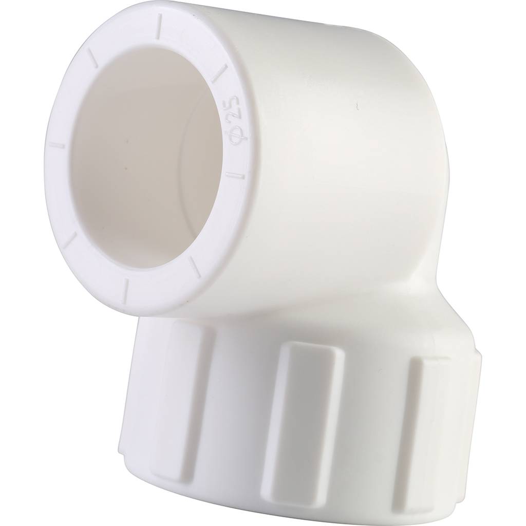 Угольник Политэк 25x3/4 с внутренней резьбой для полипропиленовых труб под сварку (цвет белый), 9400002534