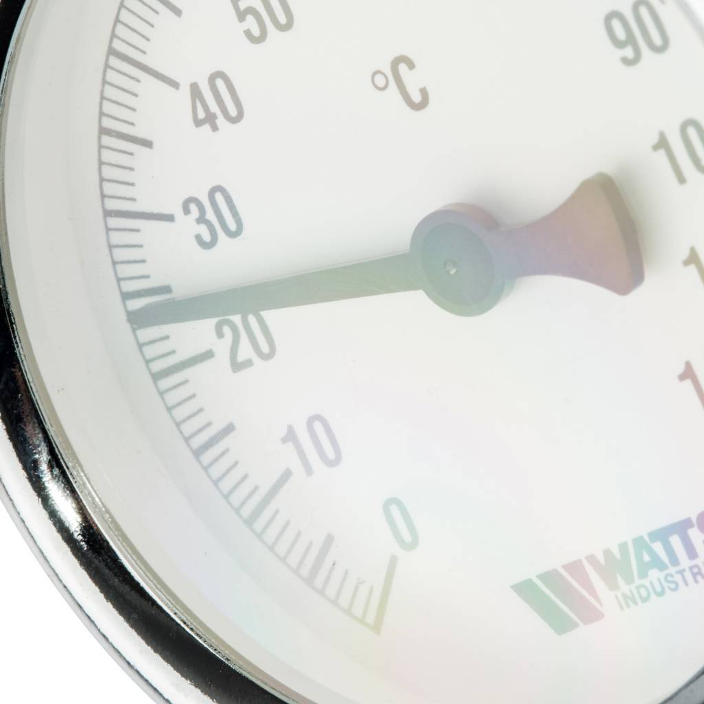 Термометр биметаллический с погружной гильзой WATTS 63 мм штуцер 75 мм