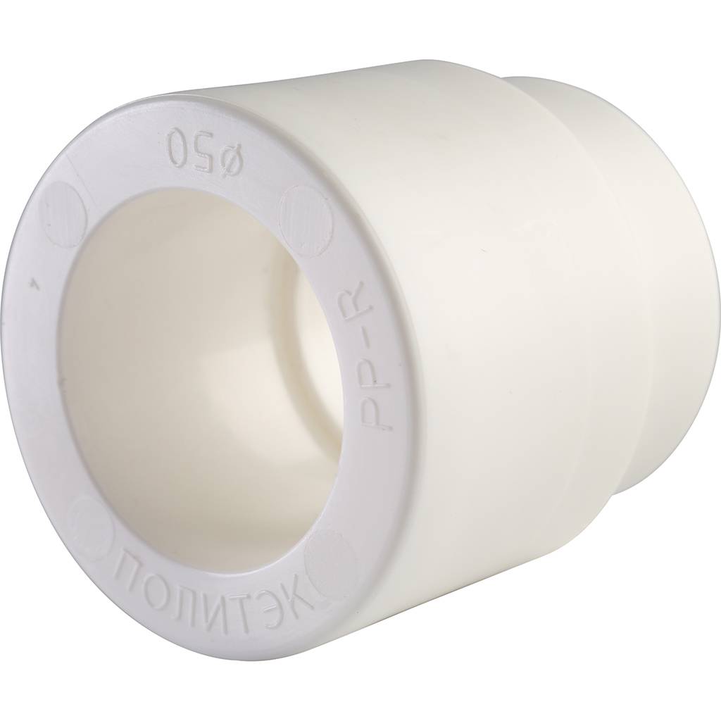 Муфта переходная внутр./наруж. Политэк 50х32 для полипропиленовых труб под сварку (цвет белый), 9200005032