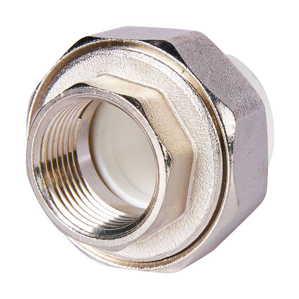 Муфта комбинированная Pro Aqua d=25-3/4 PP-R разъемная (американка) УСИЛЕННАЯ ВР Белая, PA20014S