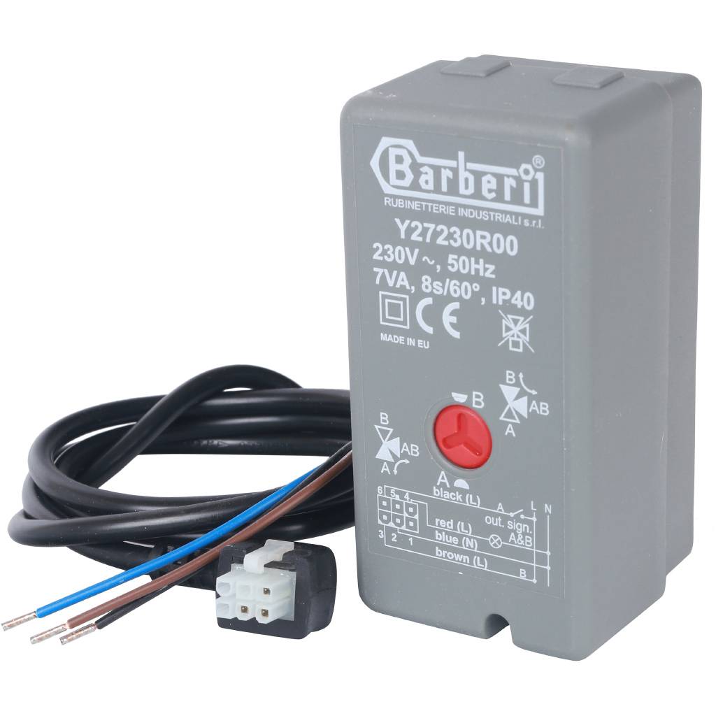 Сервопривод STOUT для 3-ходовых зональных клапанов, 230V, время движения 8 сек., 1 м, SVM-0071-230008