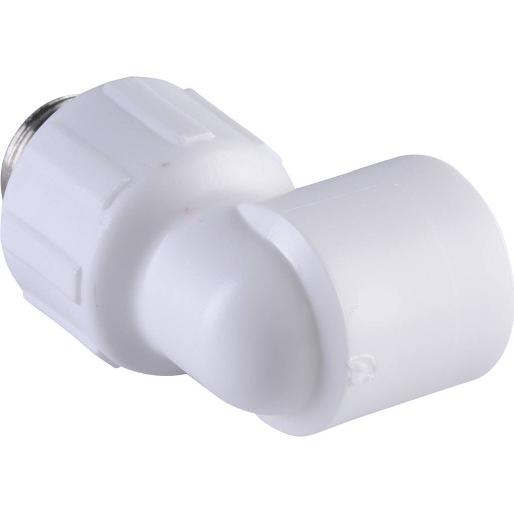 Угольник Политэк 20x1/2 с наружной резьбой для полипропиленовых труб под сварку (цвет белый), 9410002012