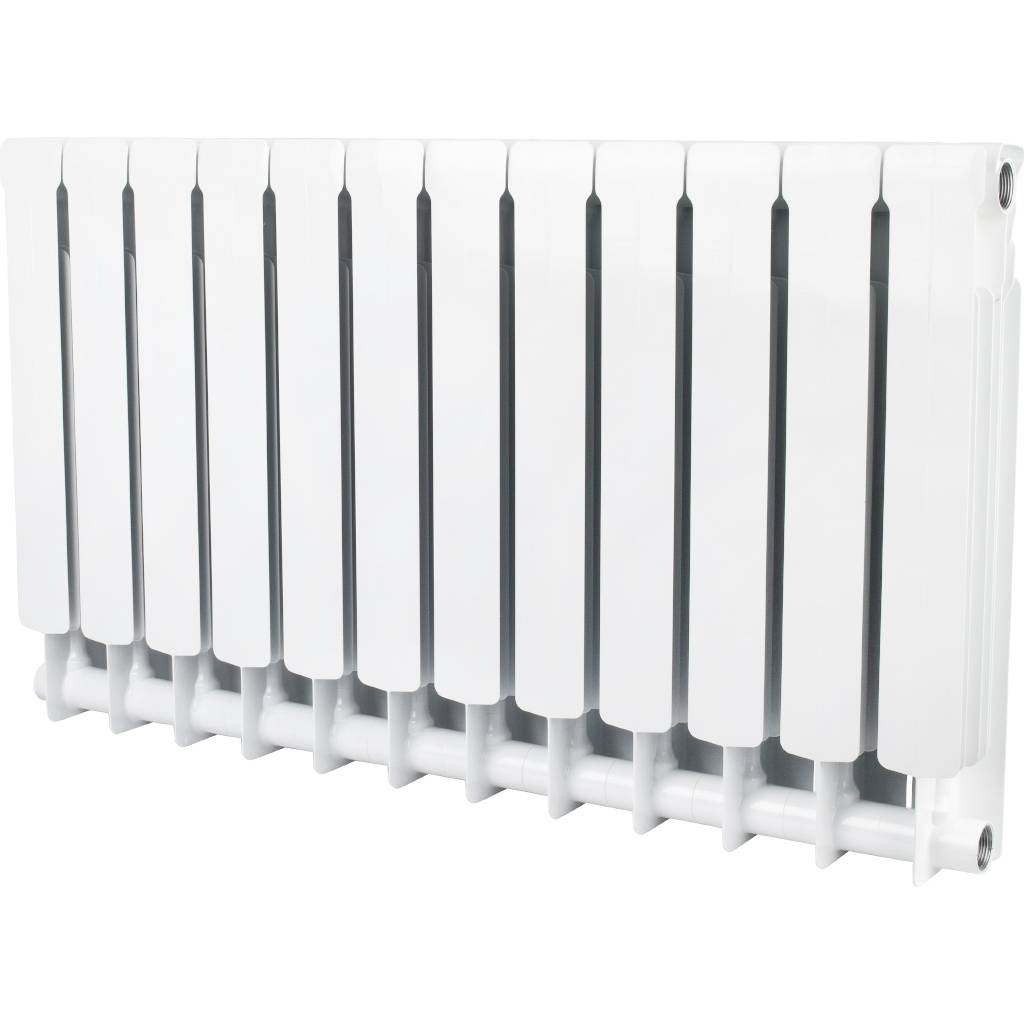 Радиатор биметаллический STOUT Space 500 12 секций боковое подключение RAL9016, SRB-0310-050012