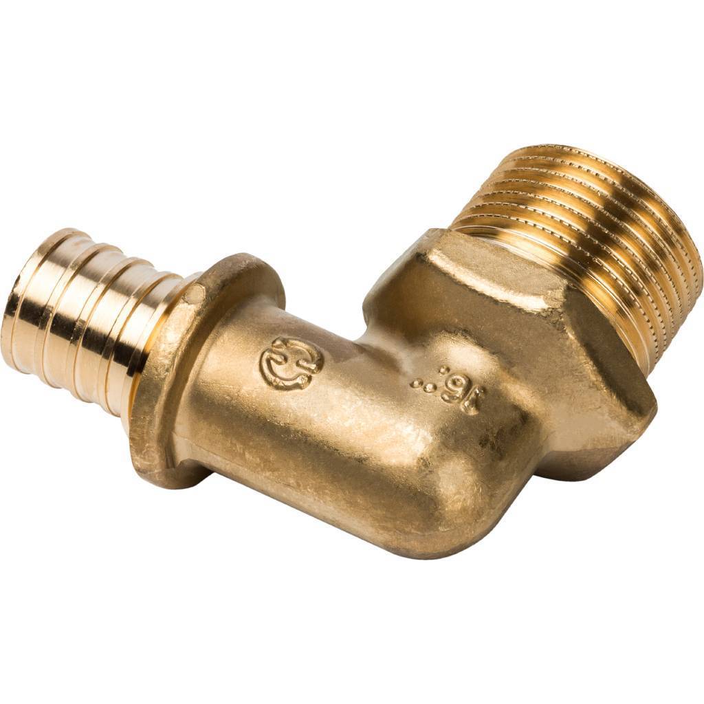 Угольник-переходник STOUT с наружной резьбой 20xR 3/4 для труб из сшитого полиэтилена аксиальный