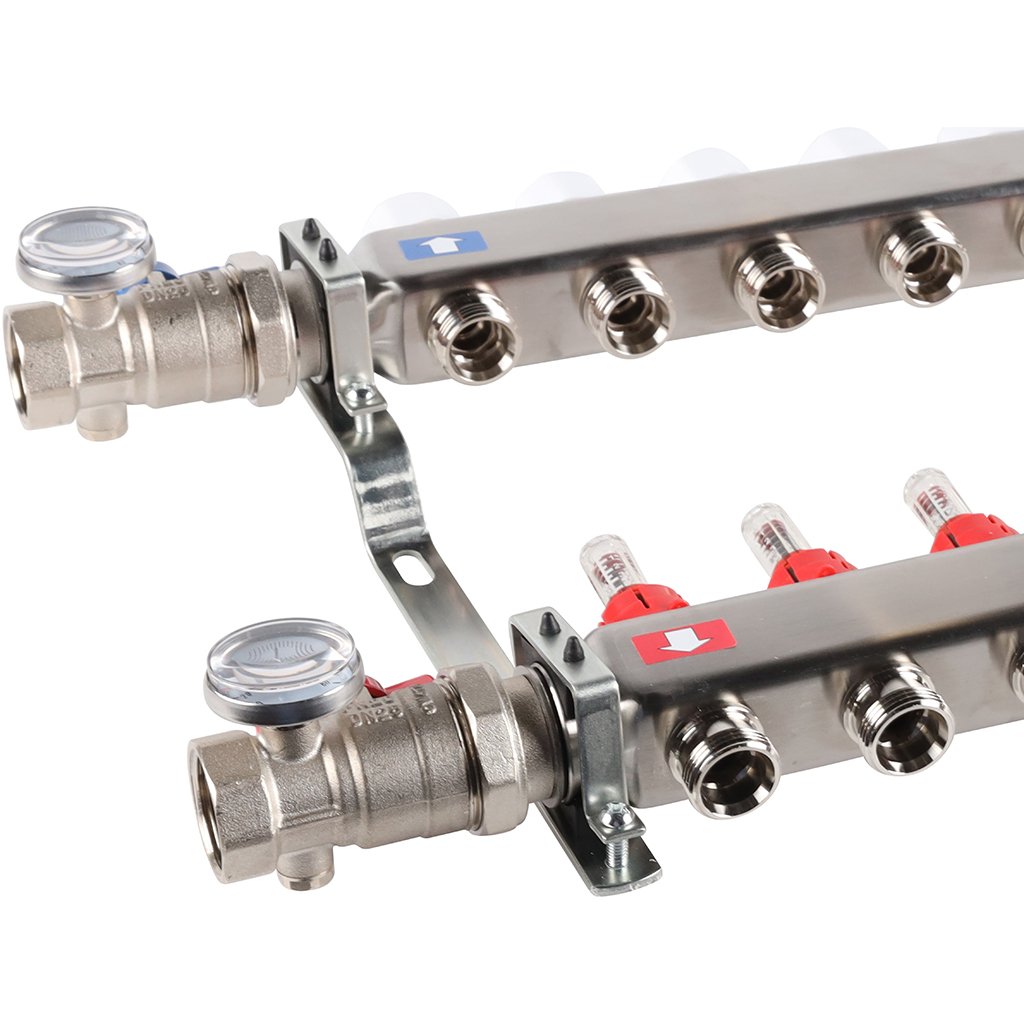 Коллектор из нержавеющей стали в сборе с расходомерами ROMMER 12 выходов