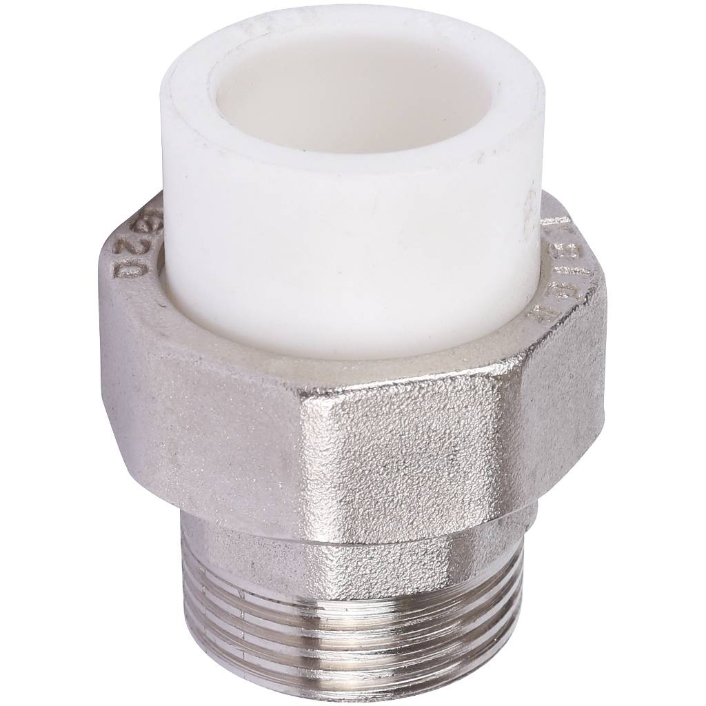 Муфта разъемная Kalde 20х3/4 с наружной резьбой серии ЕСО для полипропиленовых труб под сварку (цвет белый)