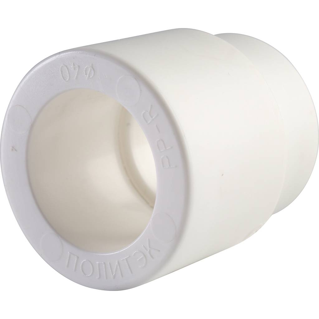 Муфта переходная внутр./наруж. Политэк 40х25 для полипропиленовых труб под сварку (цвет белый), 9200004025