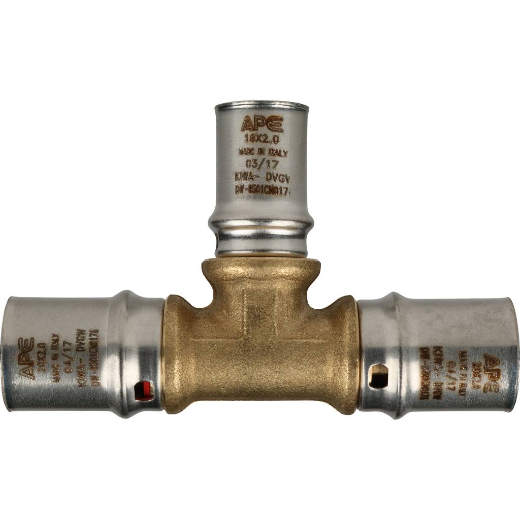 Тройник переходной STOUT 20х16х20 для металлопластиковых труб прессовой, SFP-0005-201620