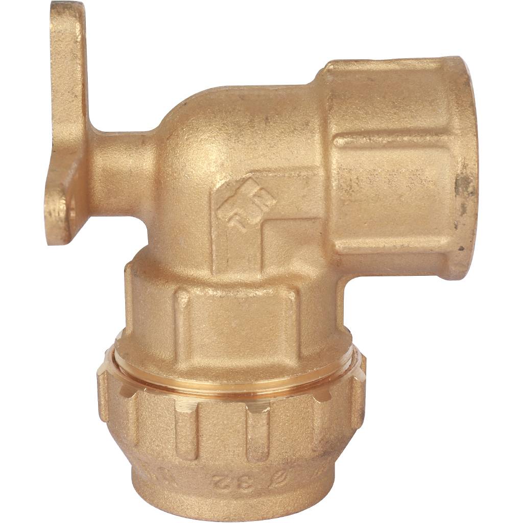 Угольник TIEMME с внутренней резьбой и креплением 32х1 для труб ПНД винтовой, 3400056