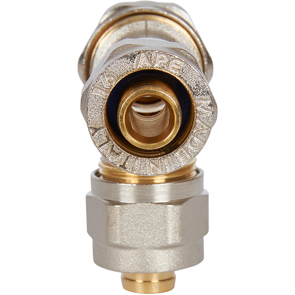 Тройник переходной STOUT 20х16х16 для металлопластиковых труб винтовой, SFS-0010-201616