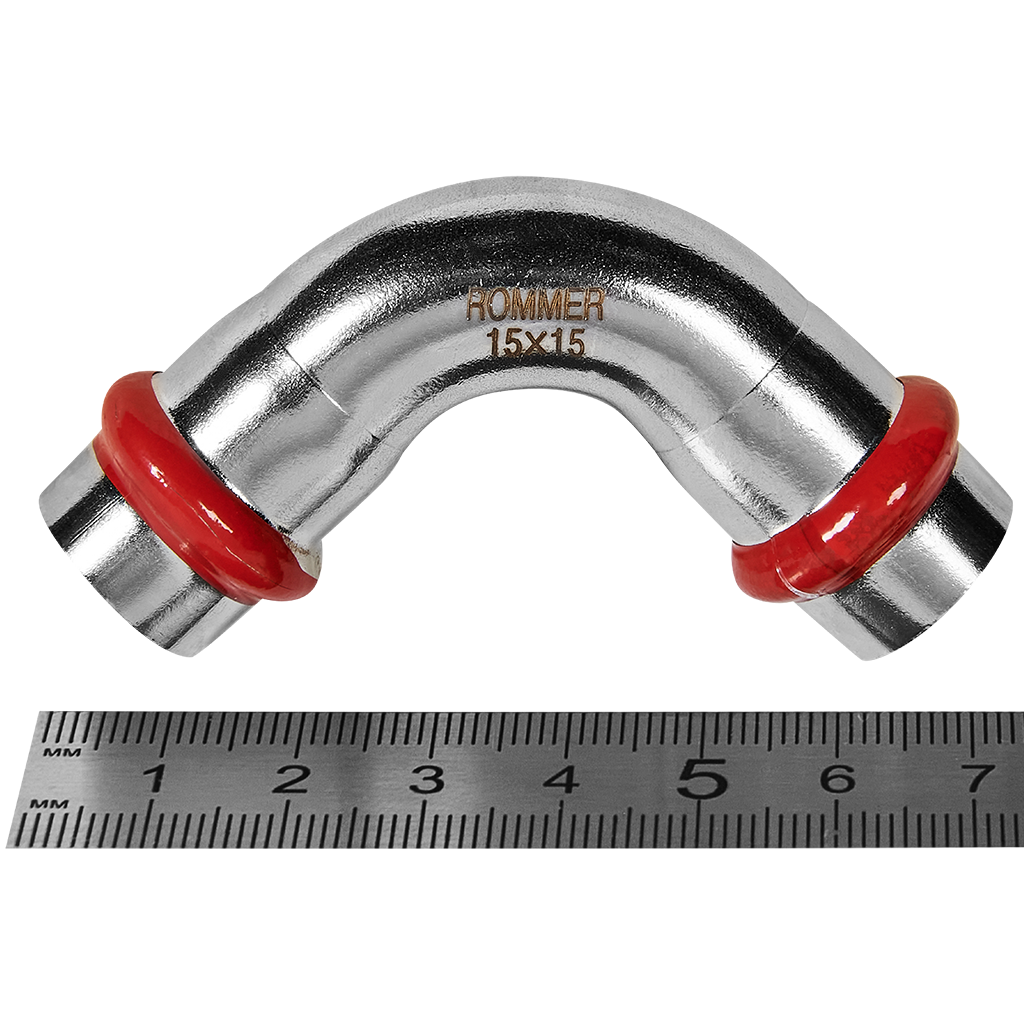 Угольник ROMMER 90°-ВПр, 15, из нержавеющей стали прессовой