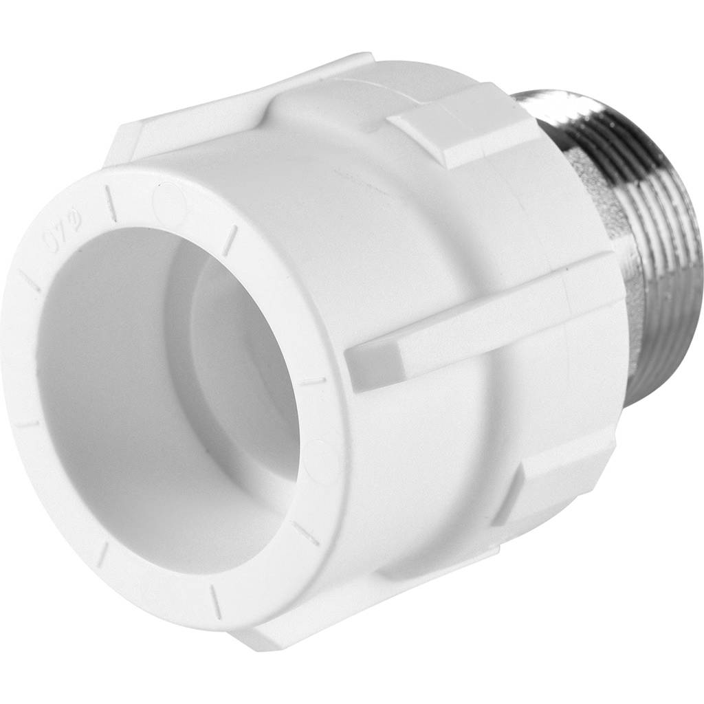 Муфта комбинированная Политэк 40x1 1/4 под шестигранник наруж. резьба для полипропиленовых труб под сварку (цвет белый), 9000040114