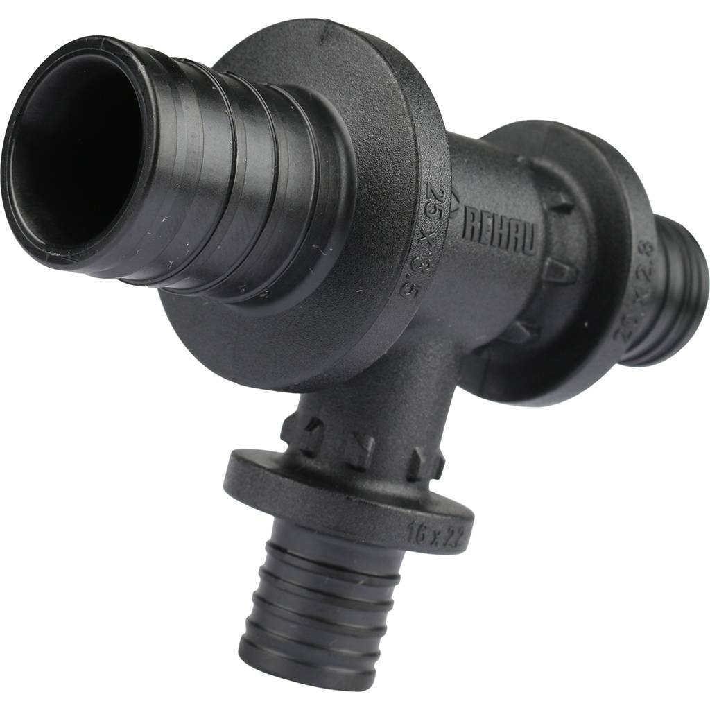 Тройник с уменьшенным боковым и торцевым проходом РЕХАУ RAUTITAN 25-16-20 PX для труб из сшитого полиэтилена аксиальный, 11600831001