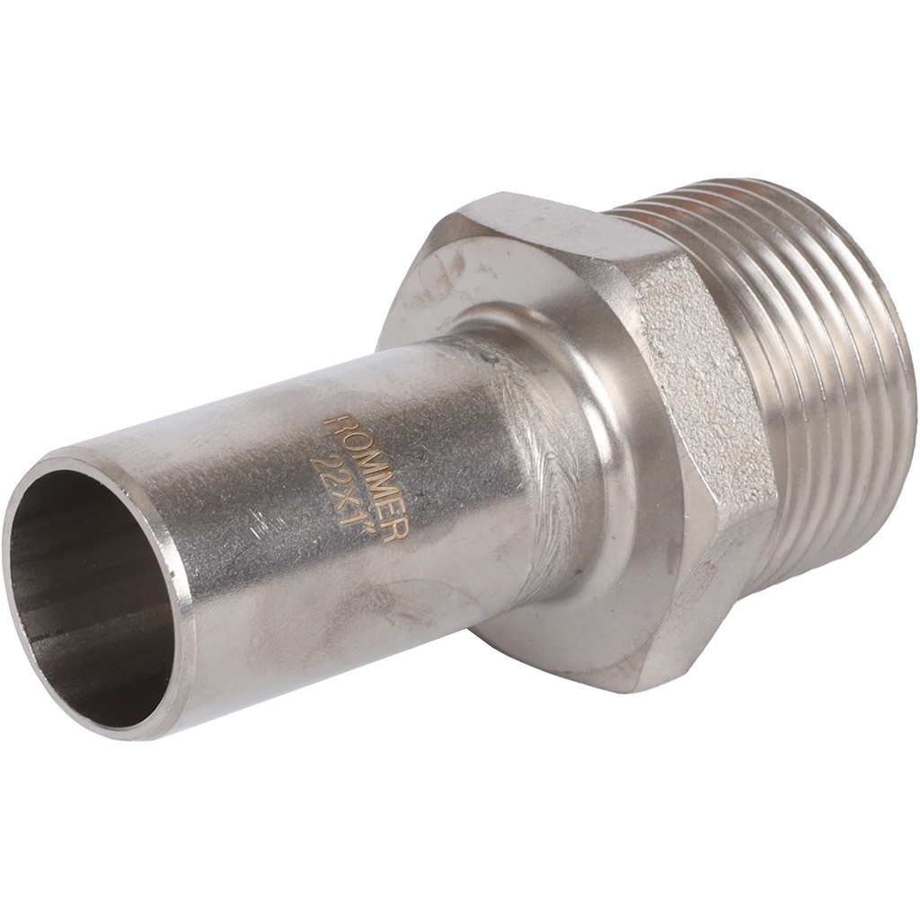 Вставка переходная НПр-НР ROMMER 22х1 из нержавеющей стали прессовой