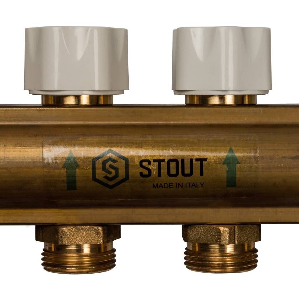 Коллектор распределительный из латуни без расходомеров STOUT 8 выходов, SMB 0468 000008