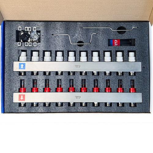 Коллекторная группа с расходомером и кронштейном (евроконус 3/4) нержавеющая сталь SUS 304 1х10 выходов, RTP