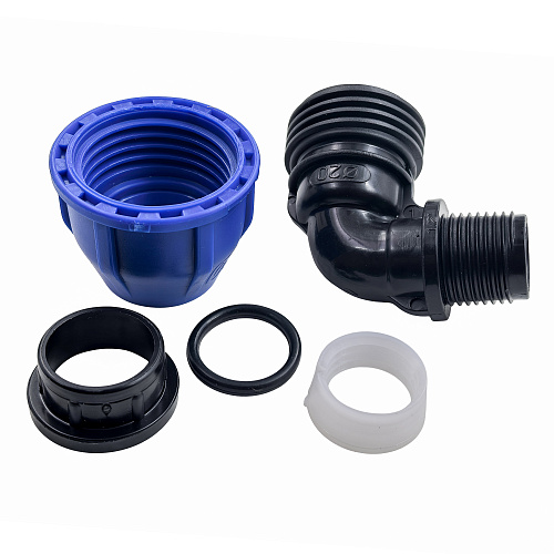 Отвод компрессионный, полипропилен наружная резьба 20х 1/2, для полиэтиленовых труб, РТП