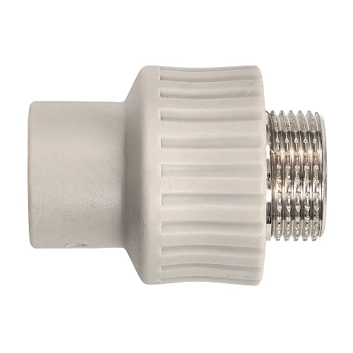 Муфта комбинированная PPR наружная резьба 20х3/4,  серый, РТП