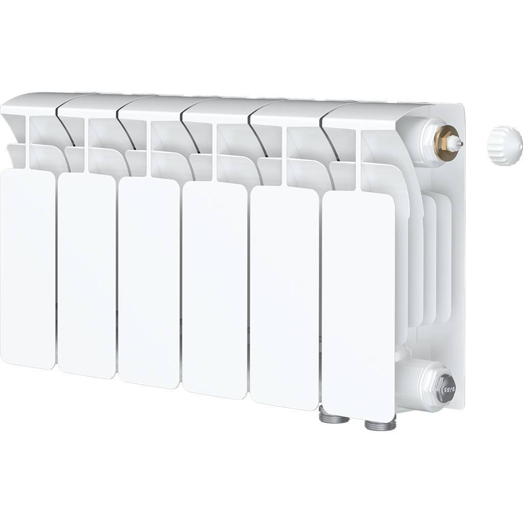 Радиатор биметаллический RIFAR BASE VENTIL 200 BVR 6 секций нижнее правое подключение (белый RAL 9016), 1RB20.VR-6