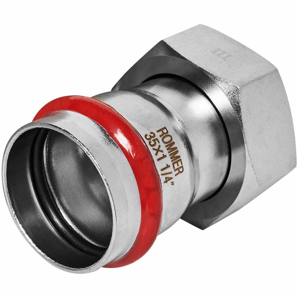 Переходник ROMMER с накидной гайкой ВПр-ВР, 35х11/4, из нержавеющей стали прессовой, RSS-1026-035114