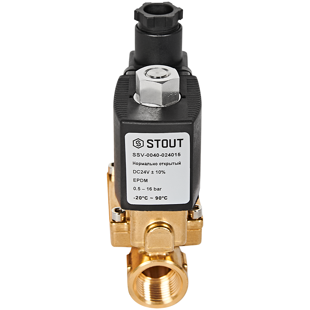 Клапан соленоидный (электромагнитный) STOUT непрямого (пилотного) действия НО 24В G1/2 SSV-0040-024015