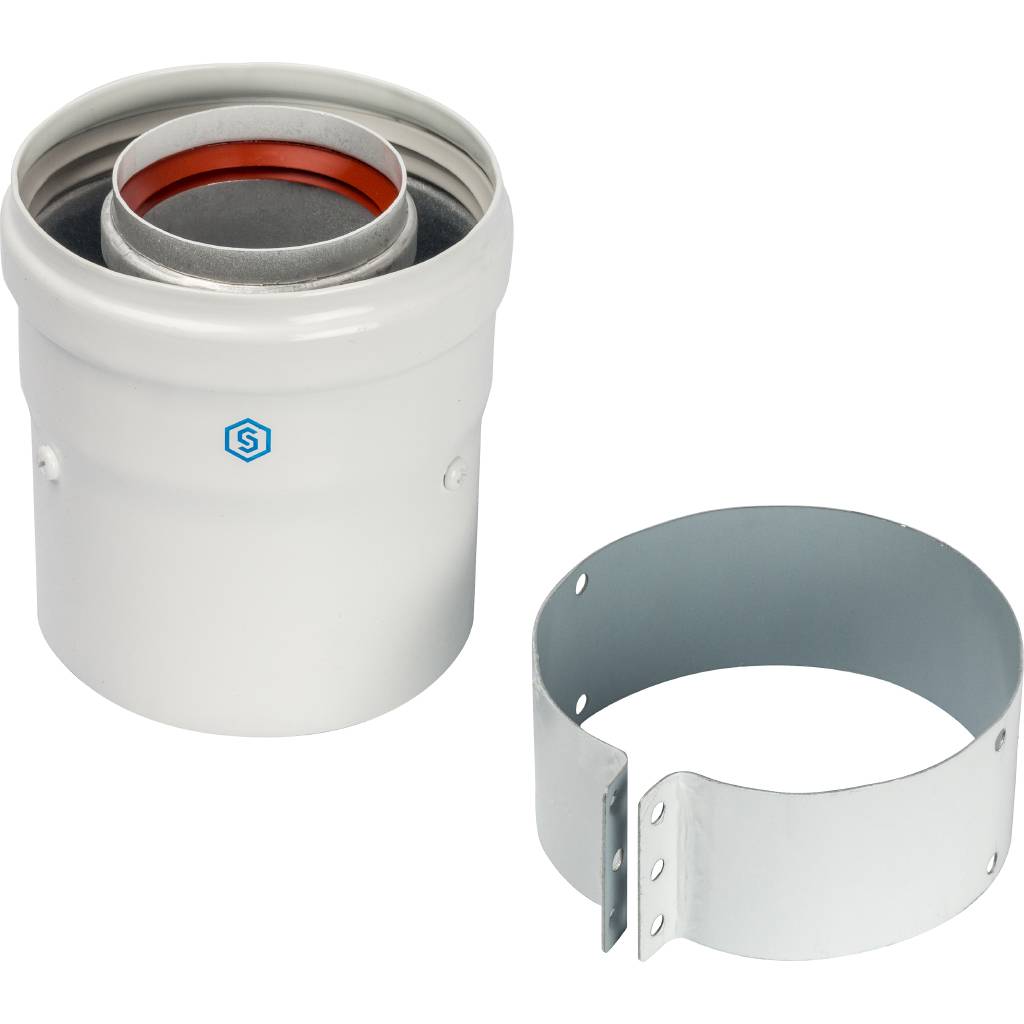 *SCA-6010-230100 STOUT Элемент дымохода DN60/100 адаптер для котла вертикальный коаксиальный (совместимый с Vaillant, Protherm NEW)(с логотипом)