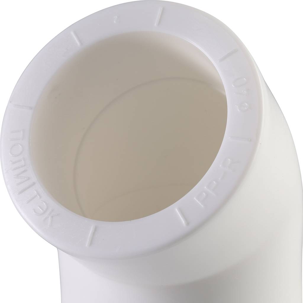 Угольник Политэк d=40 45* для полипропиленовых труб под сварку (цвет белый), 9400004045