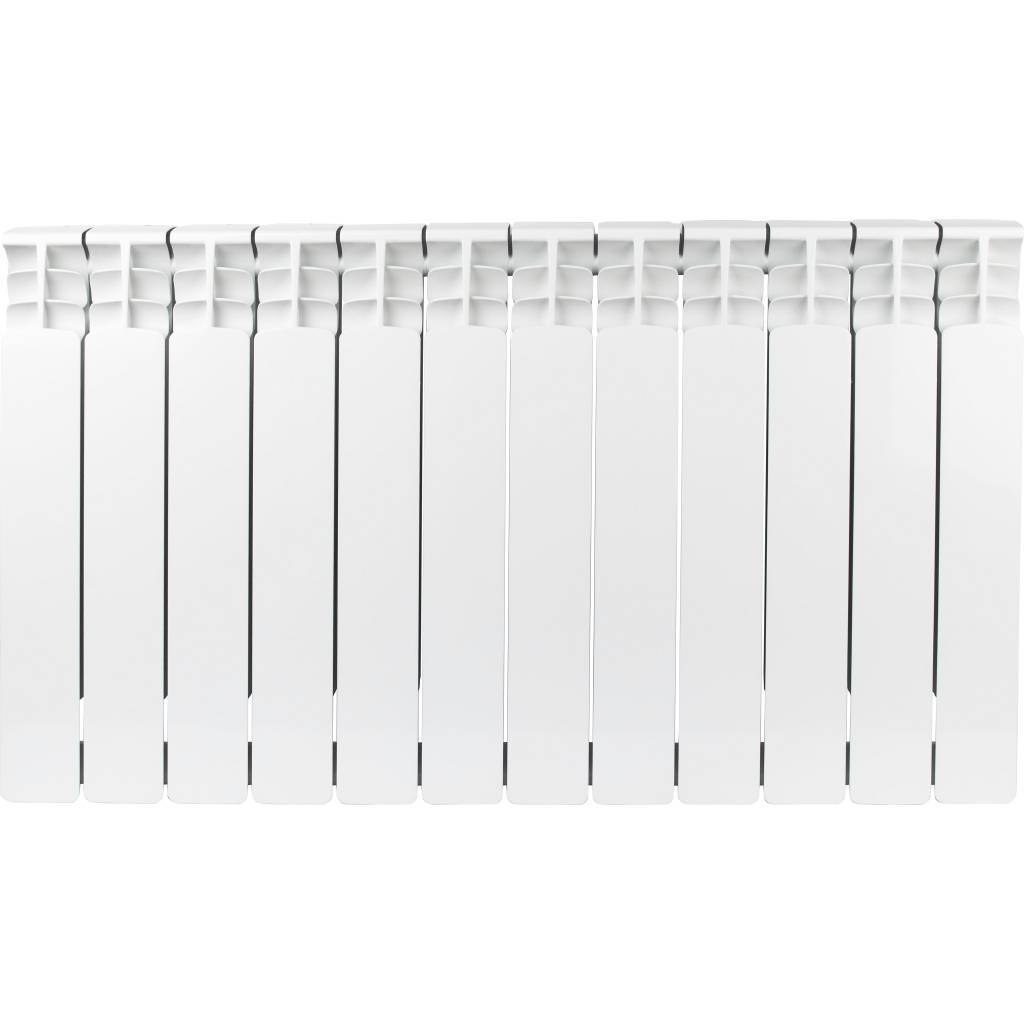 Радиатор биметаллический STOUT Space 500 12 секций боковое подключение RAL9016, SRB-0310-050012