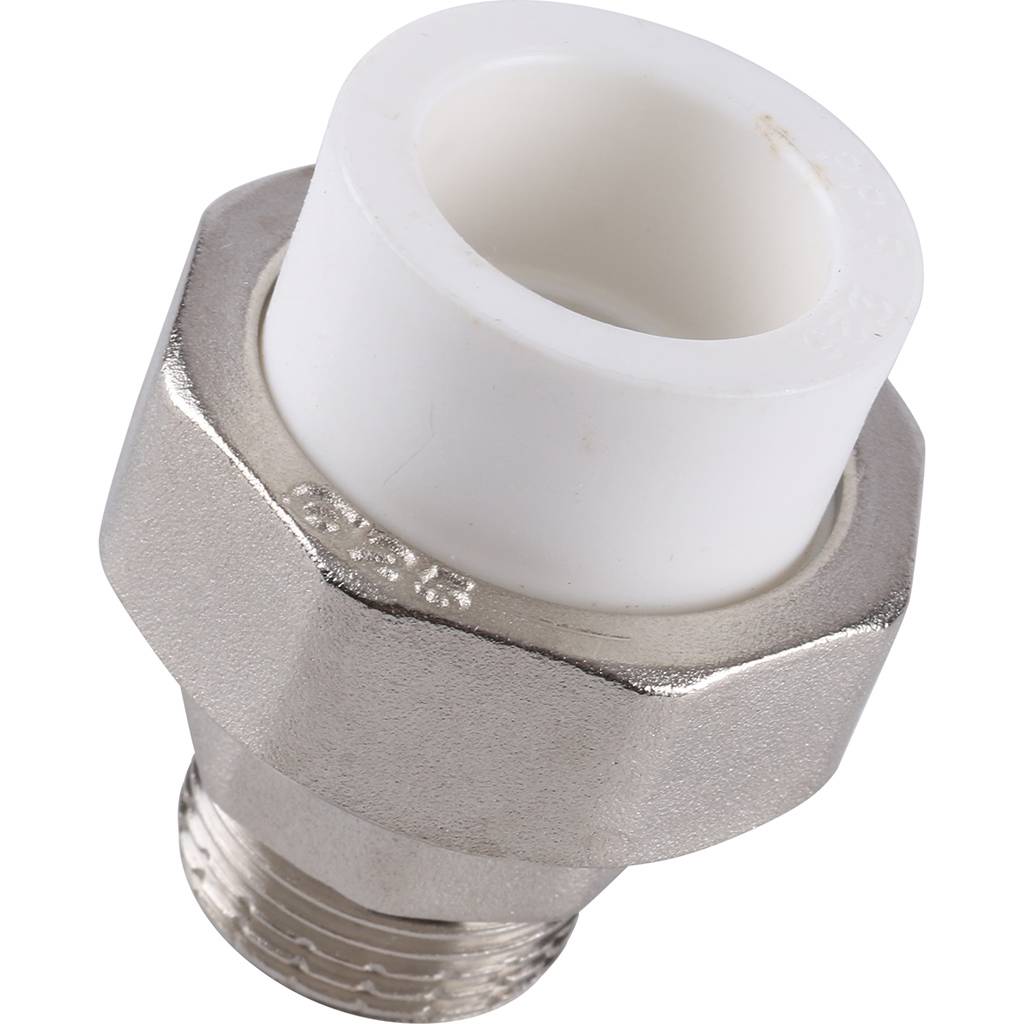 Муфта разъемная Kalde с наружной резьбой 25х3/4 для полипропиленовых труб под сварку (цвет белый)