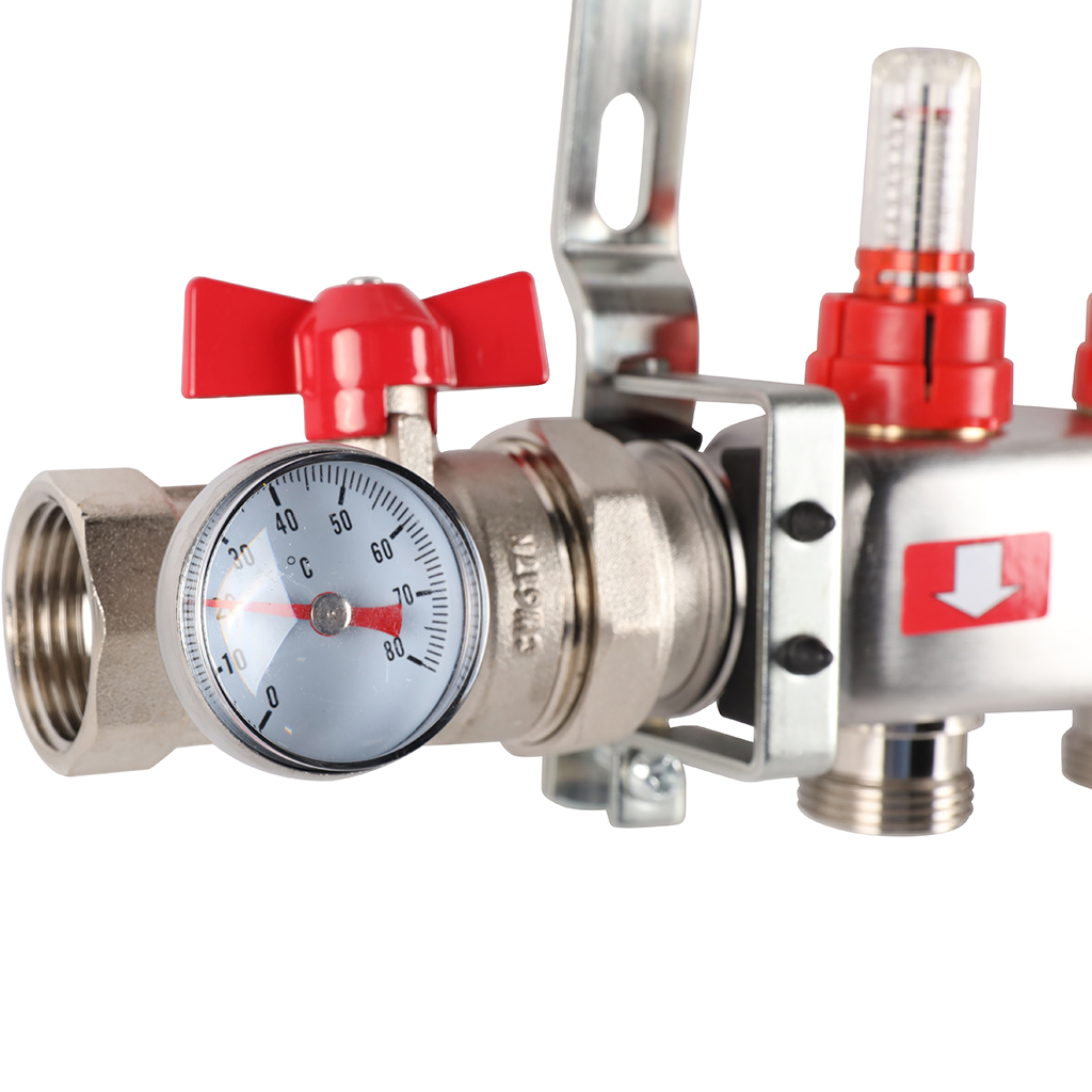 Коллектор из нержавеющей стали в сборе с расходомерами ROMMER 9 выходов, RMS-1210-000009